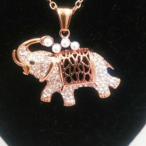 Rose Gold COLORED 20" Elephant Pendant Necklace